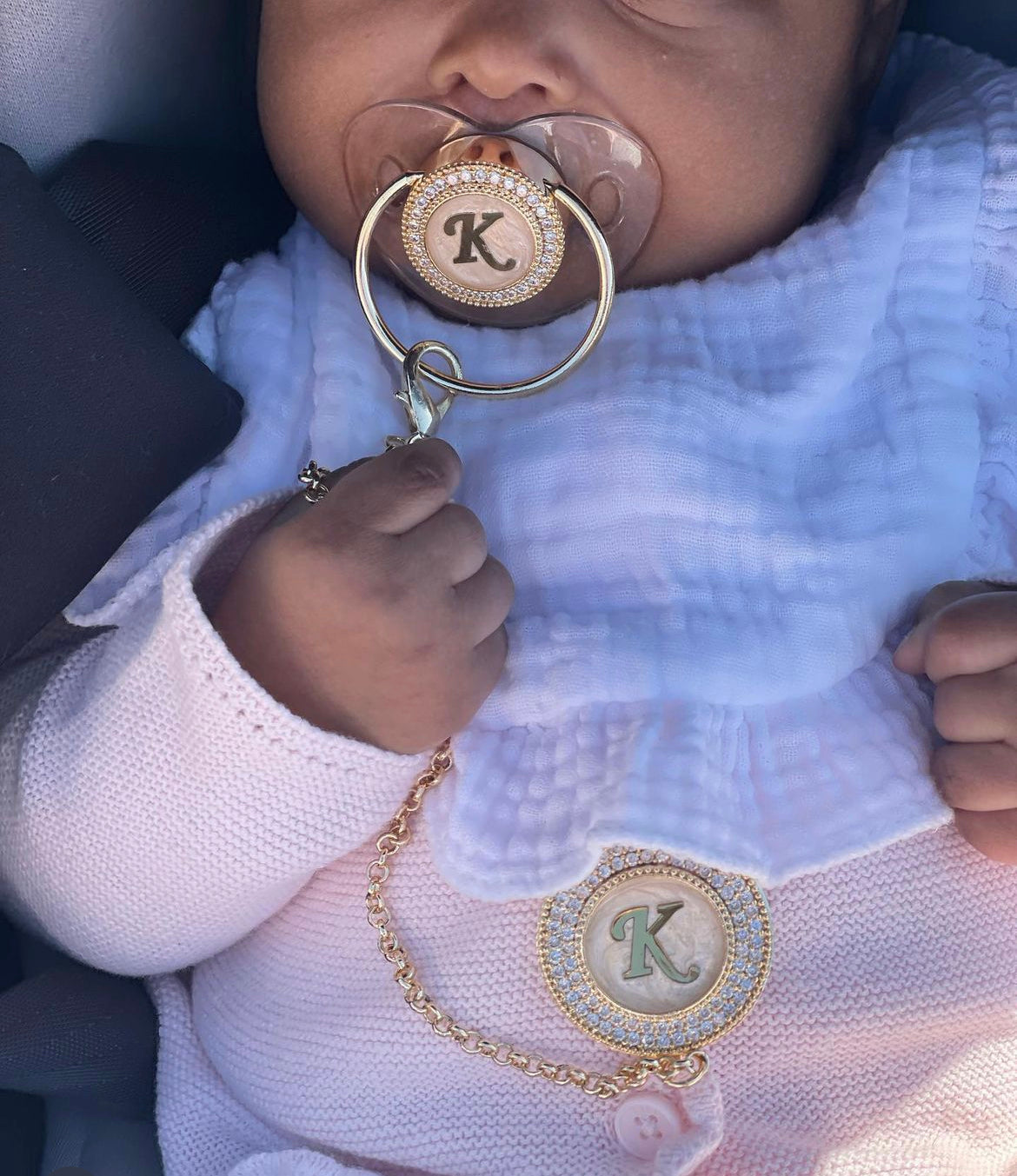 Initial Pearl Paci & Clip Set