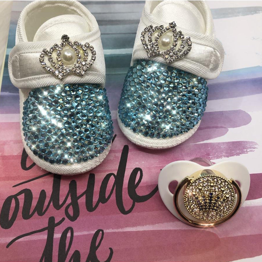 Baby Boy Crown Crystals Shoes and Bow Tie