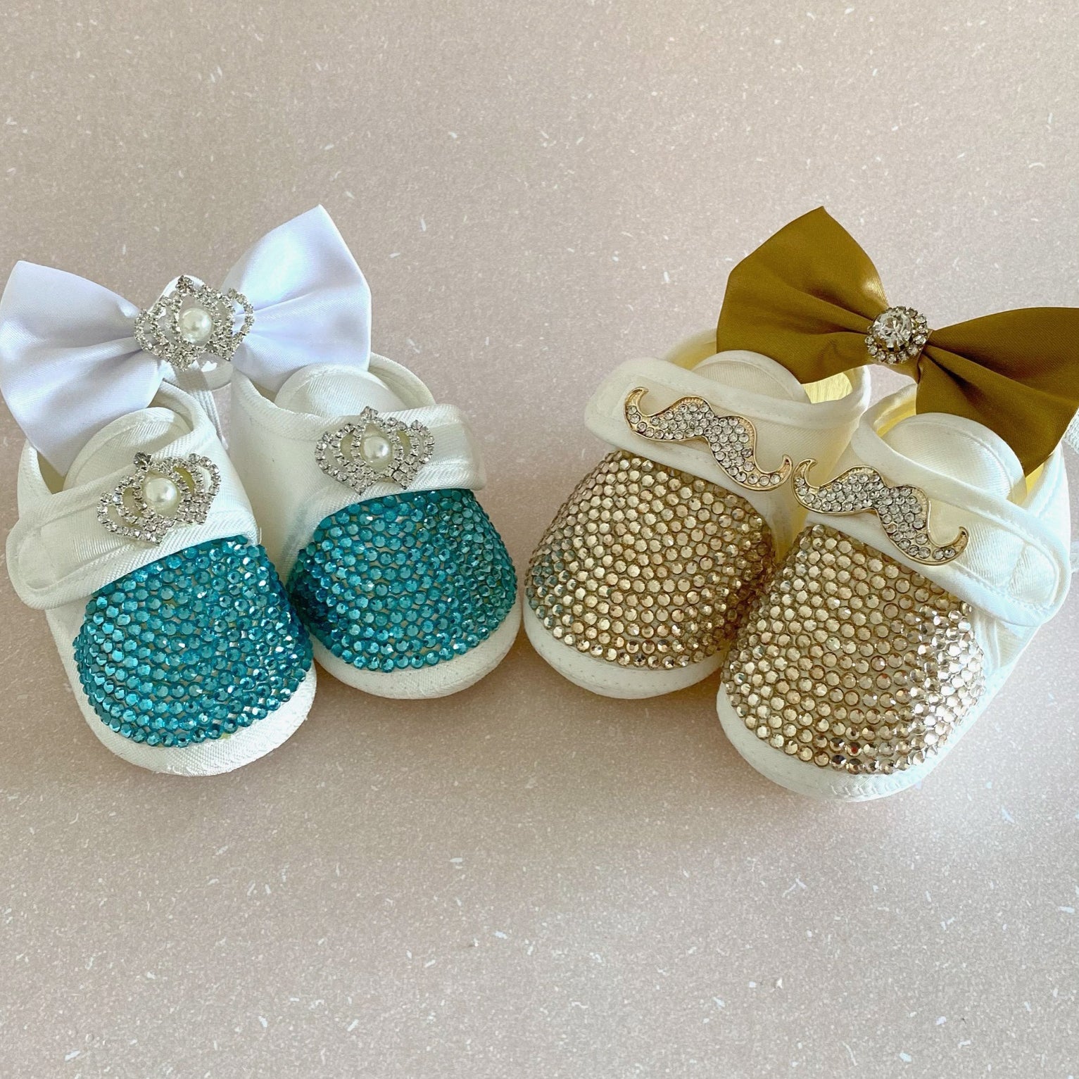 Baby Boy Crown Crystals Shoes and Bow Tie
