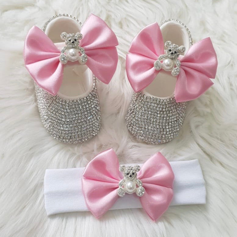 Teddy Bear Crystals Shoes and Headband