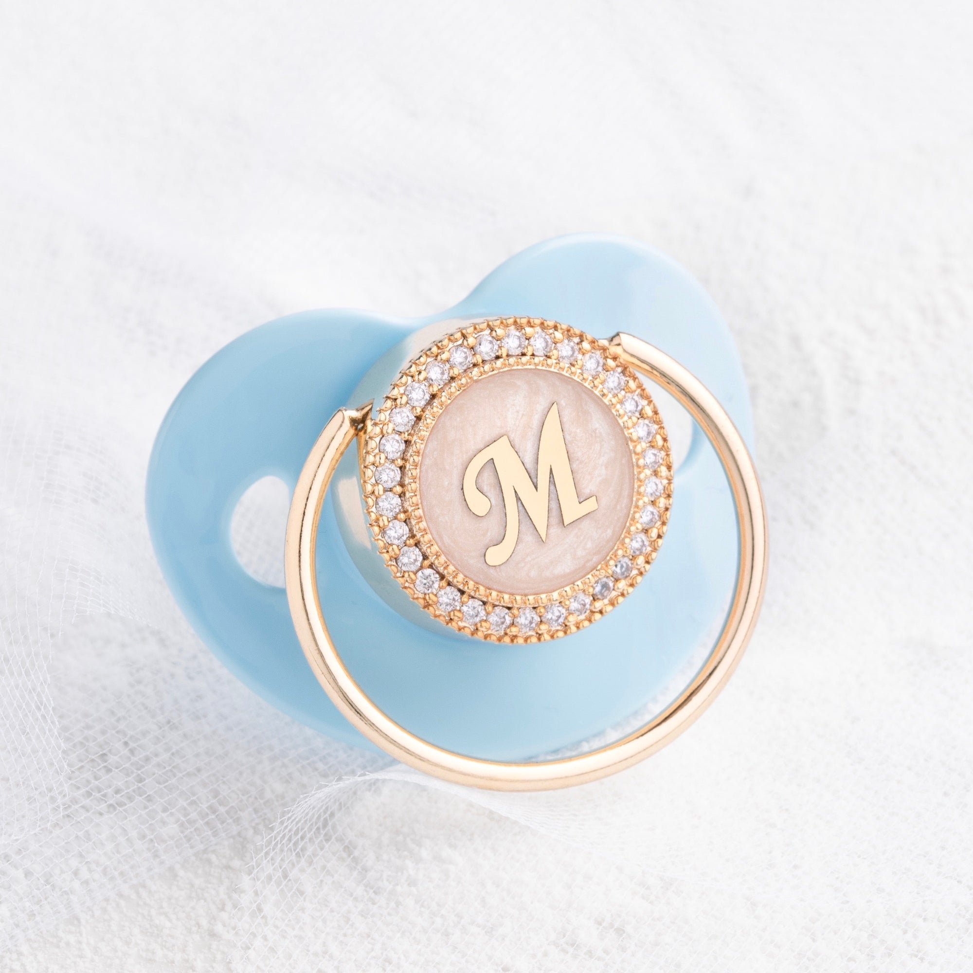 Initial Pearl Crystal Pacifier
