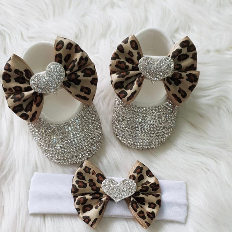 Crystal Heart Babydoll Shoes and Headband