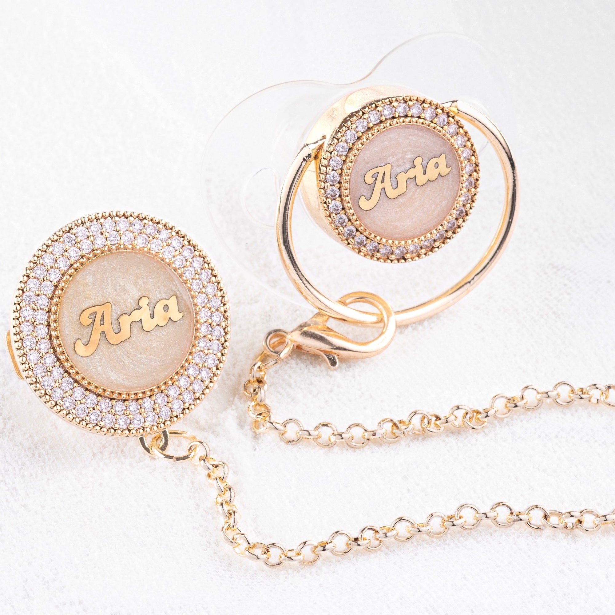Luxury Baby Name Pacifier & Clip Set
