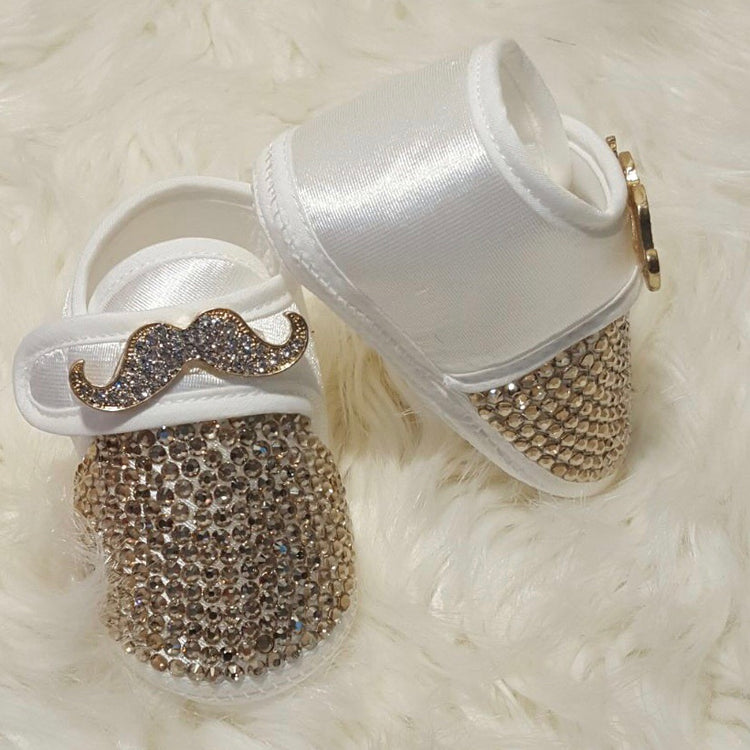 Crystals Mustache Baby Boy Shoes and Bow Tie