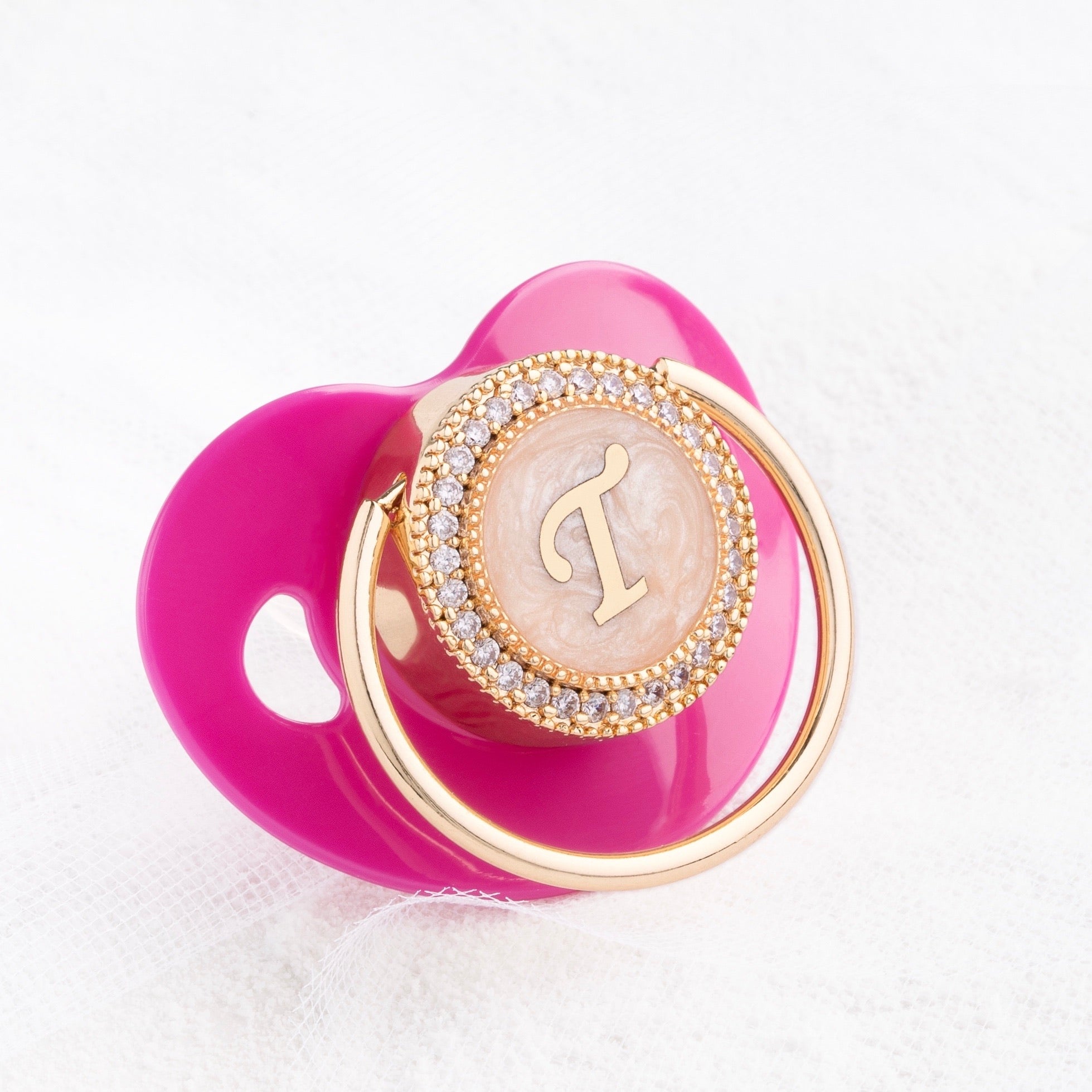 Initial Pearl Crystal Pacifier