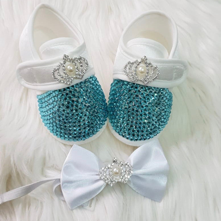 Baby Boy Crown Crystals Shoes and Bow Tie