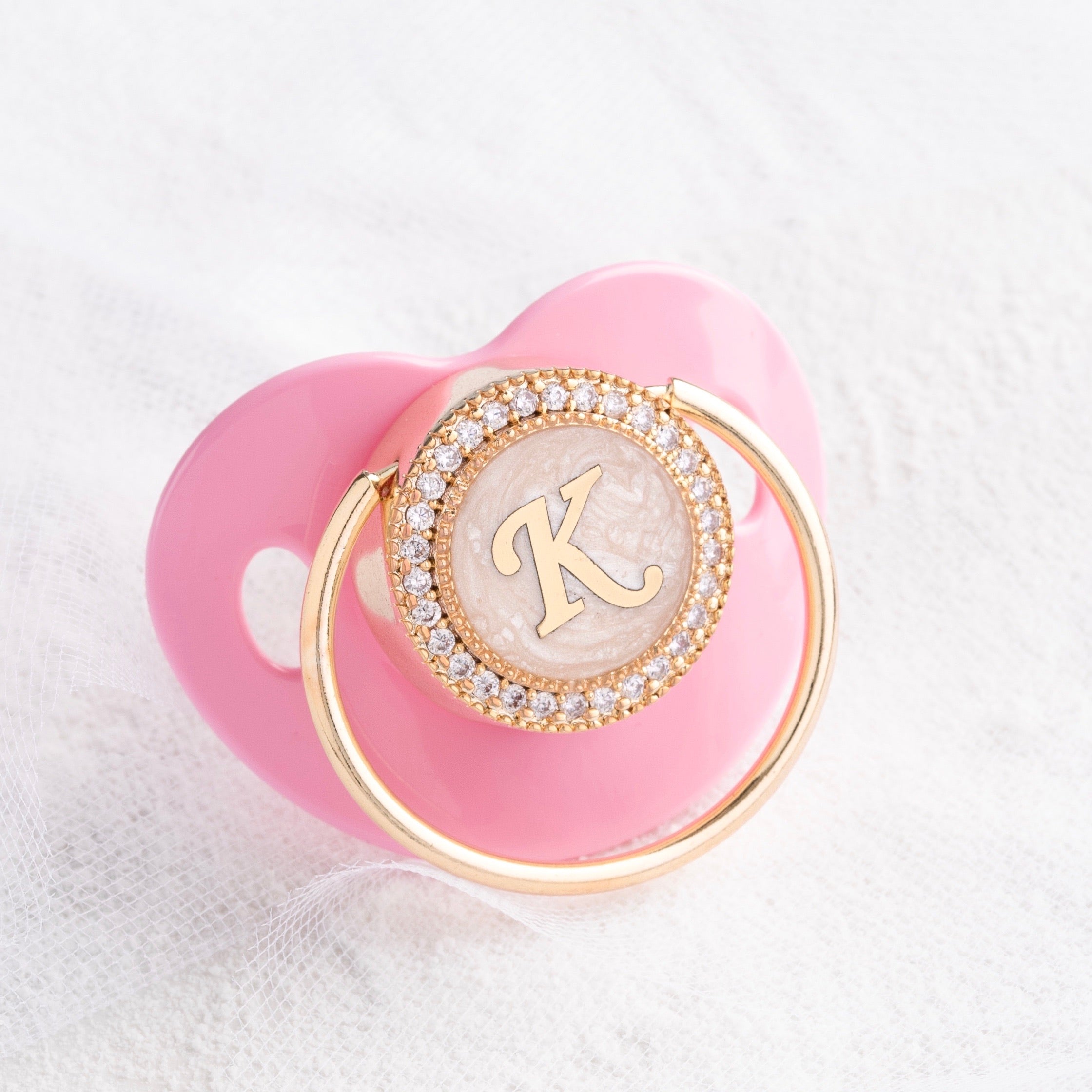 Initial Pearl Crystal Pacifier