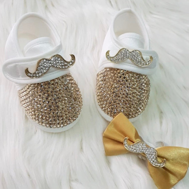 Baby Boy Crown Crystals Shoes and Bow Tie