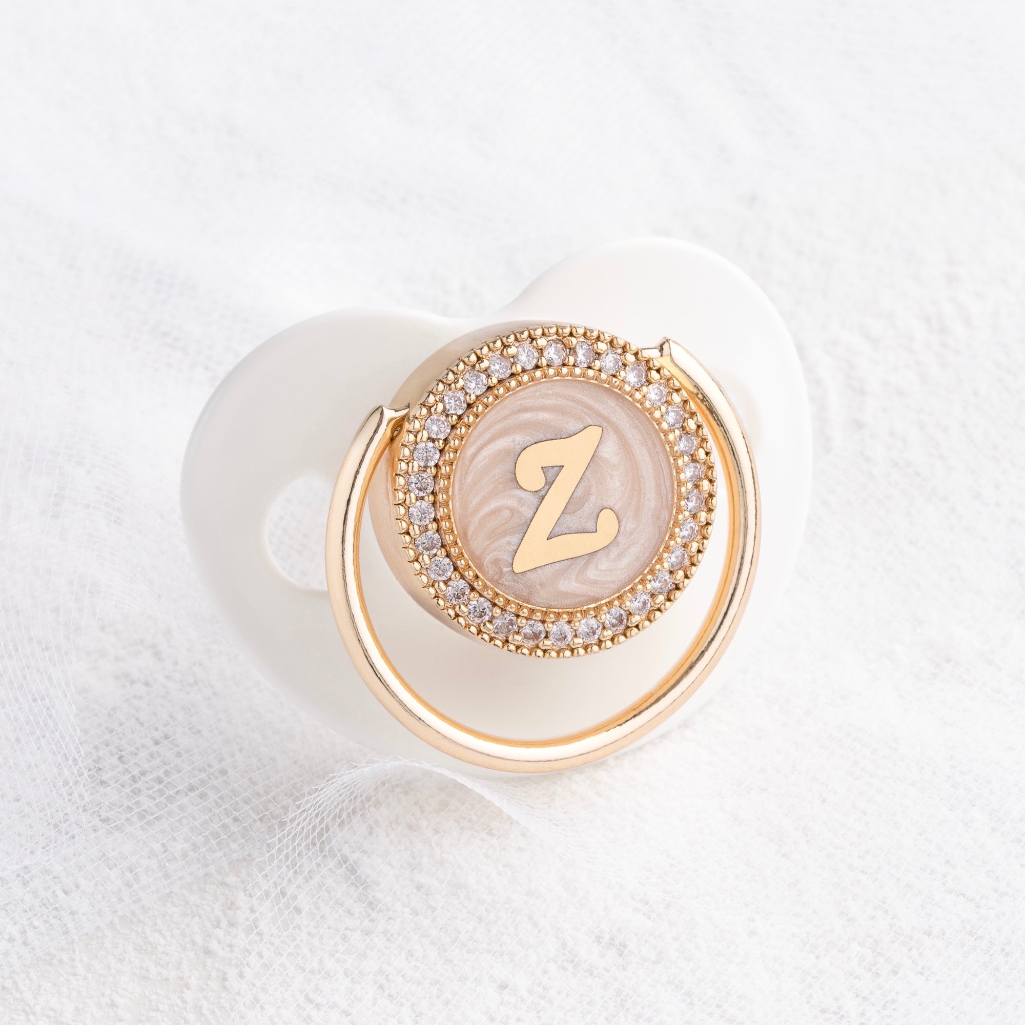 Initial Pearl Crystal Pacifier