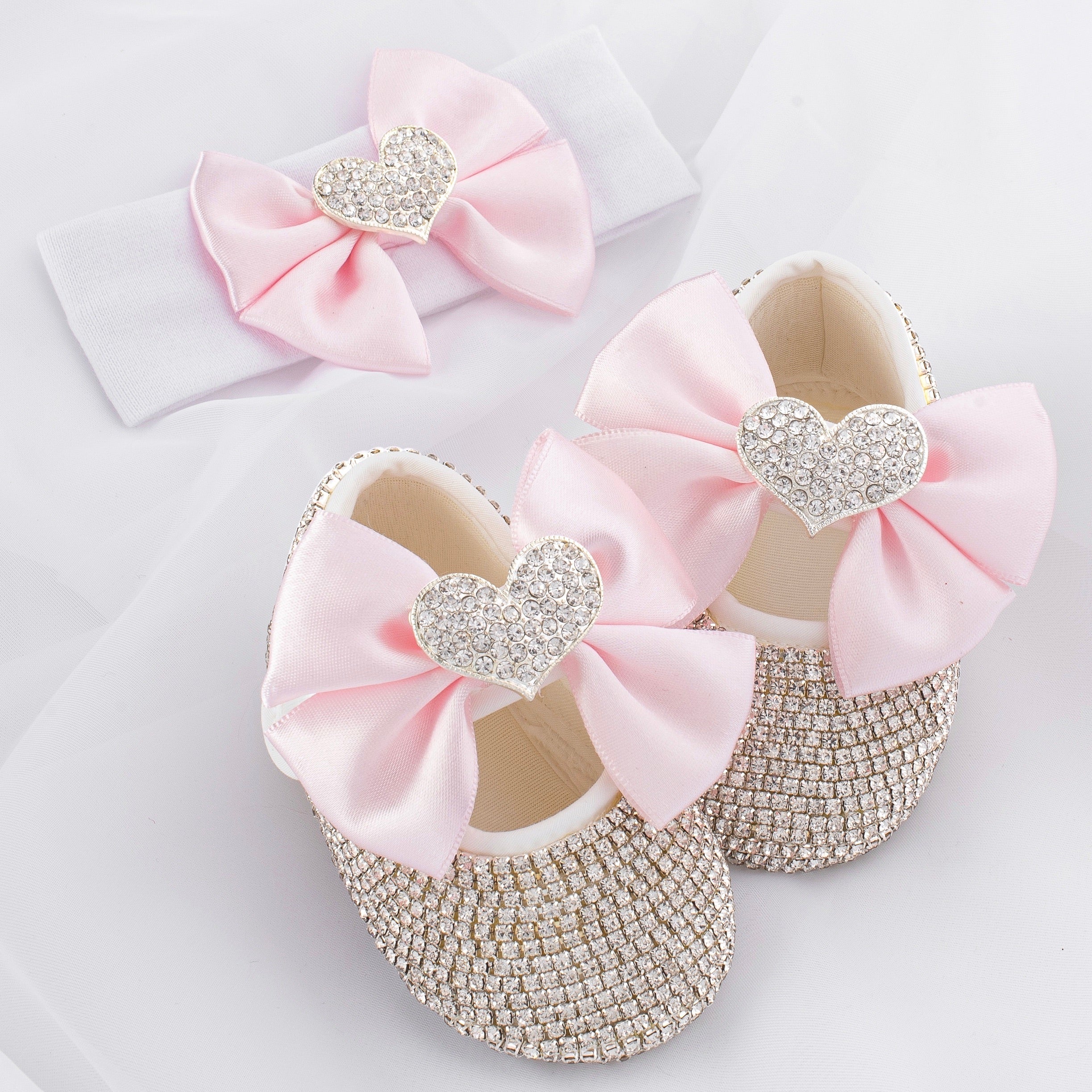 Crystal Heart Babydoll Shoes and Headband