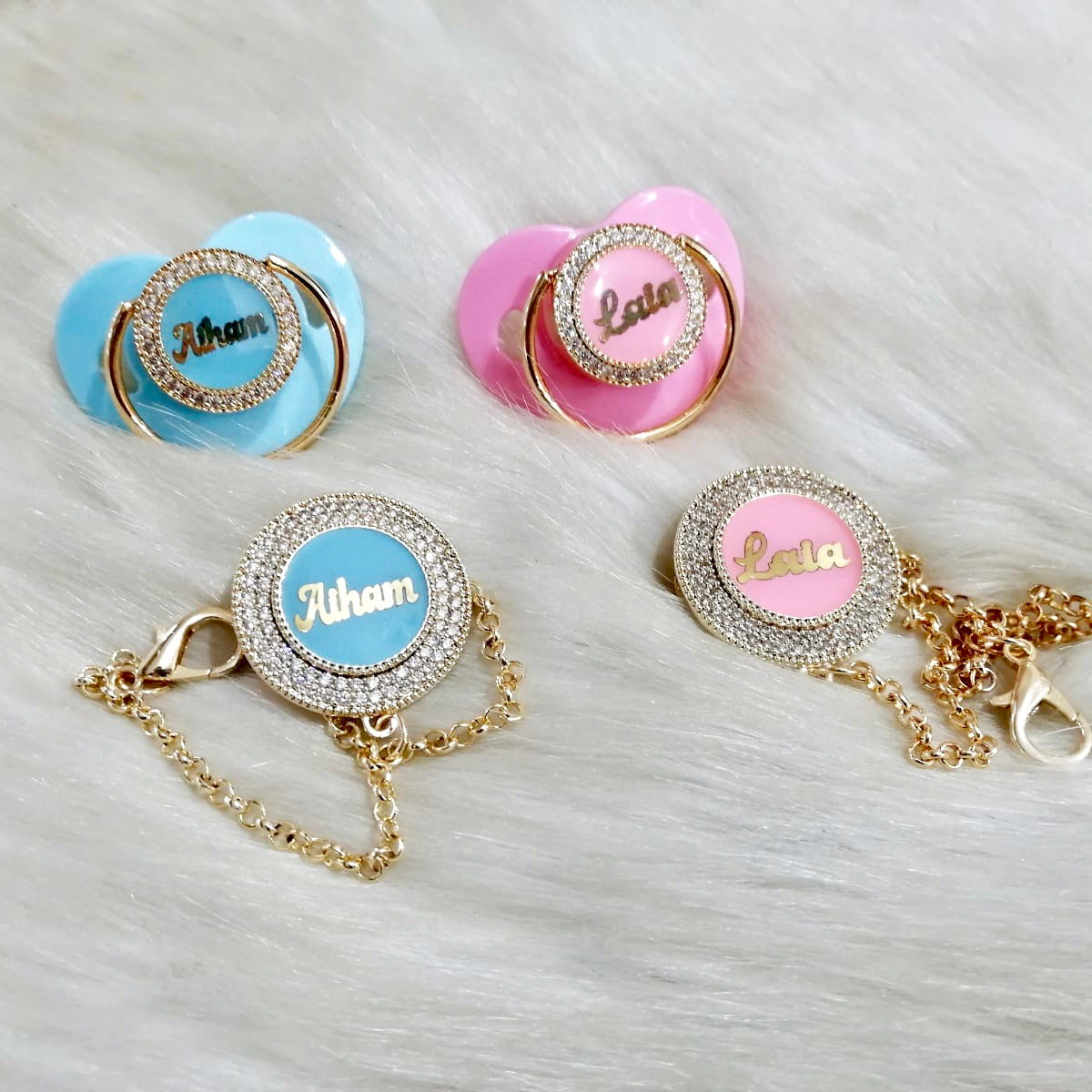 Baby Name Pacifier & Clip Set