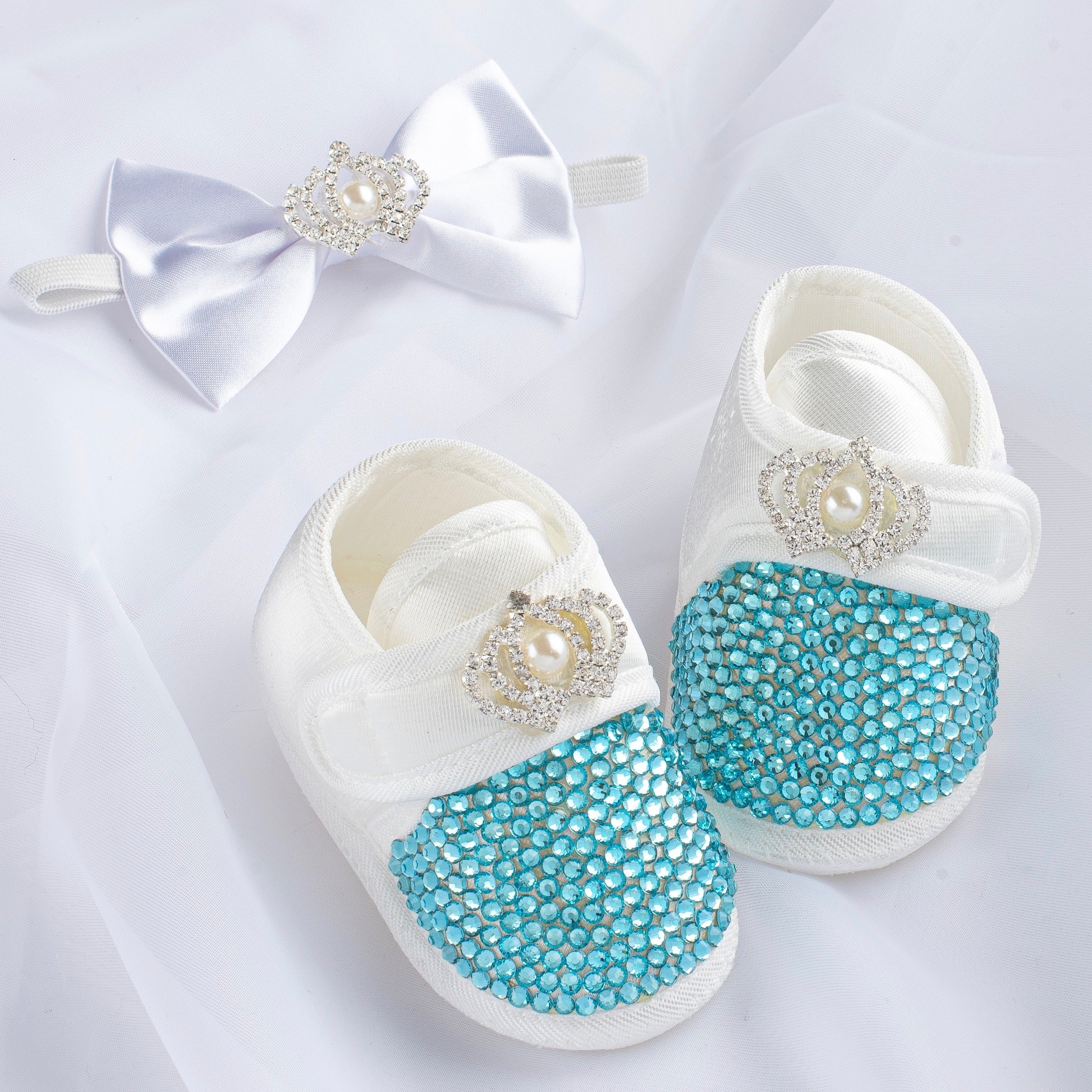 Baby Boy Crown Crystals Shoes and Bow Tie