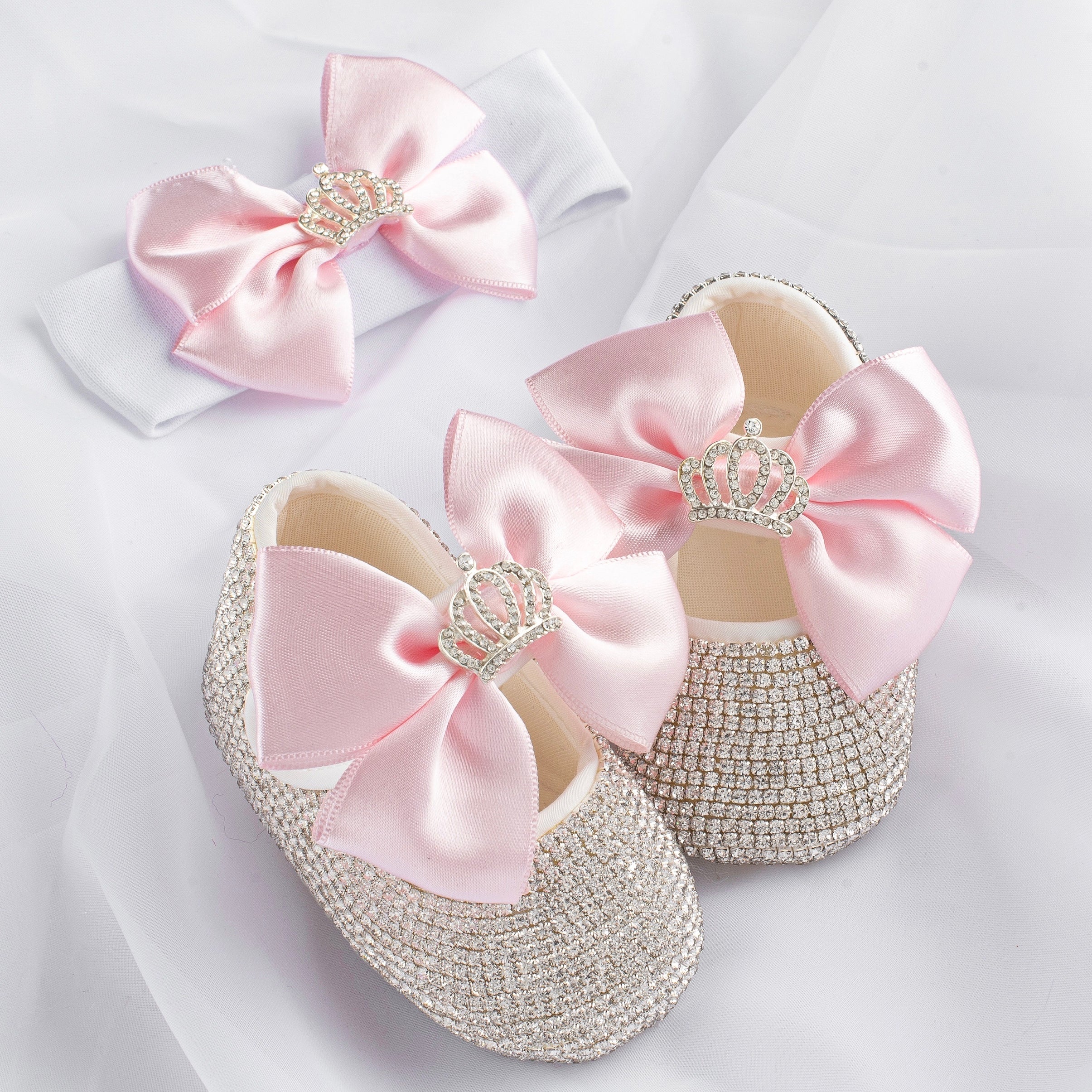 Crown Babydoll Crystals Shoes and Headband