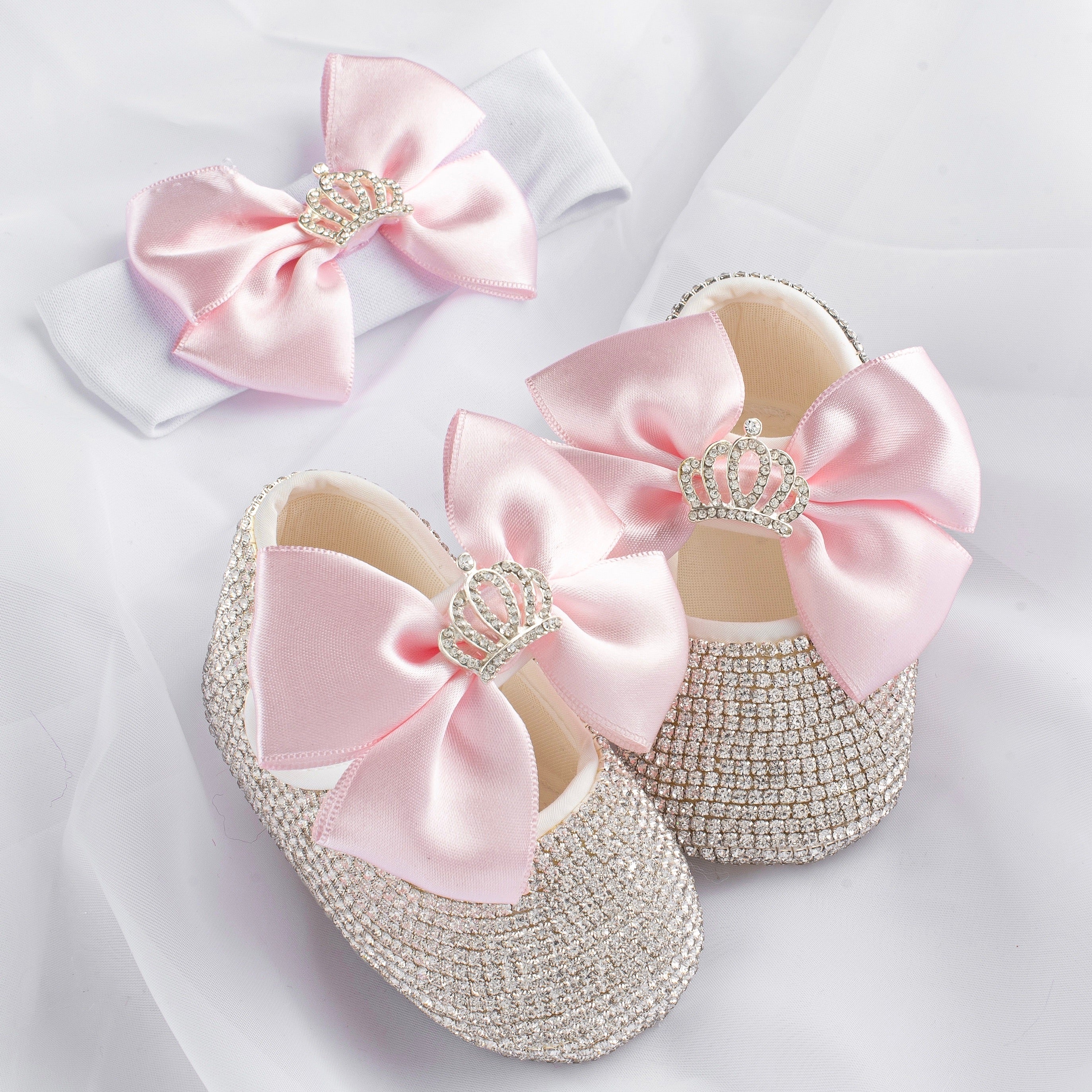 Crown Babydoll Crystals Shoes and Headband