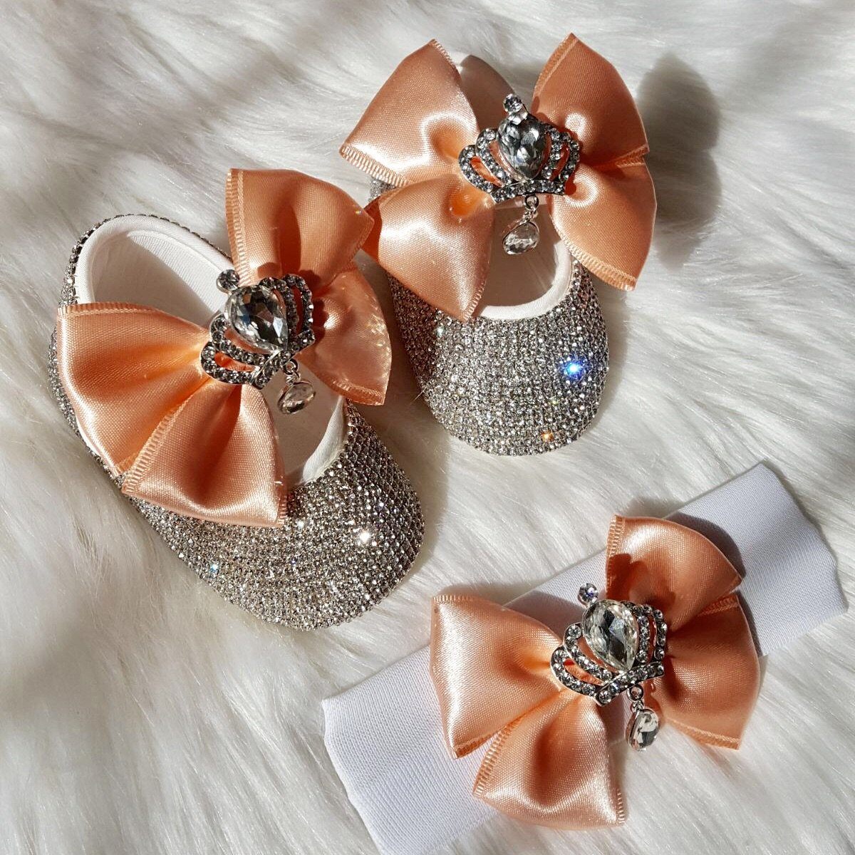 Royal Babydoll Crystals Shoes And Headband