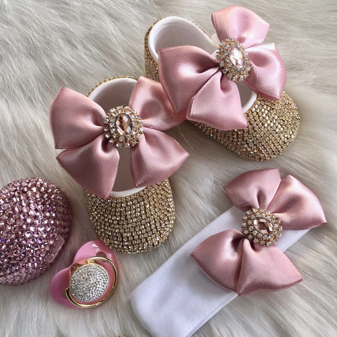 Royal Diamond Babydoll Crystals Shoes And Headband