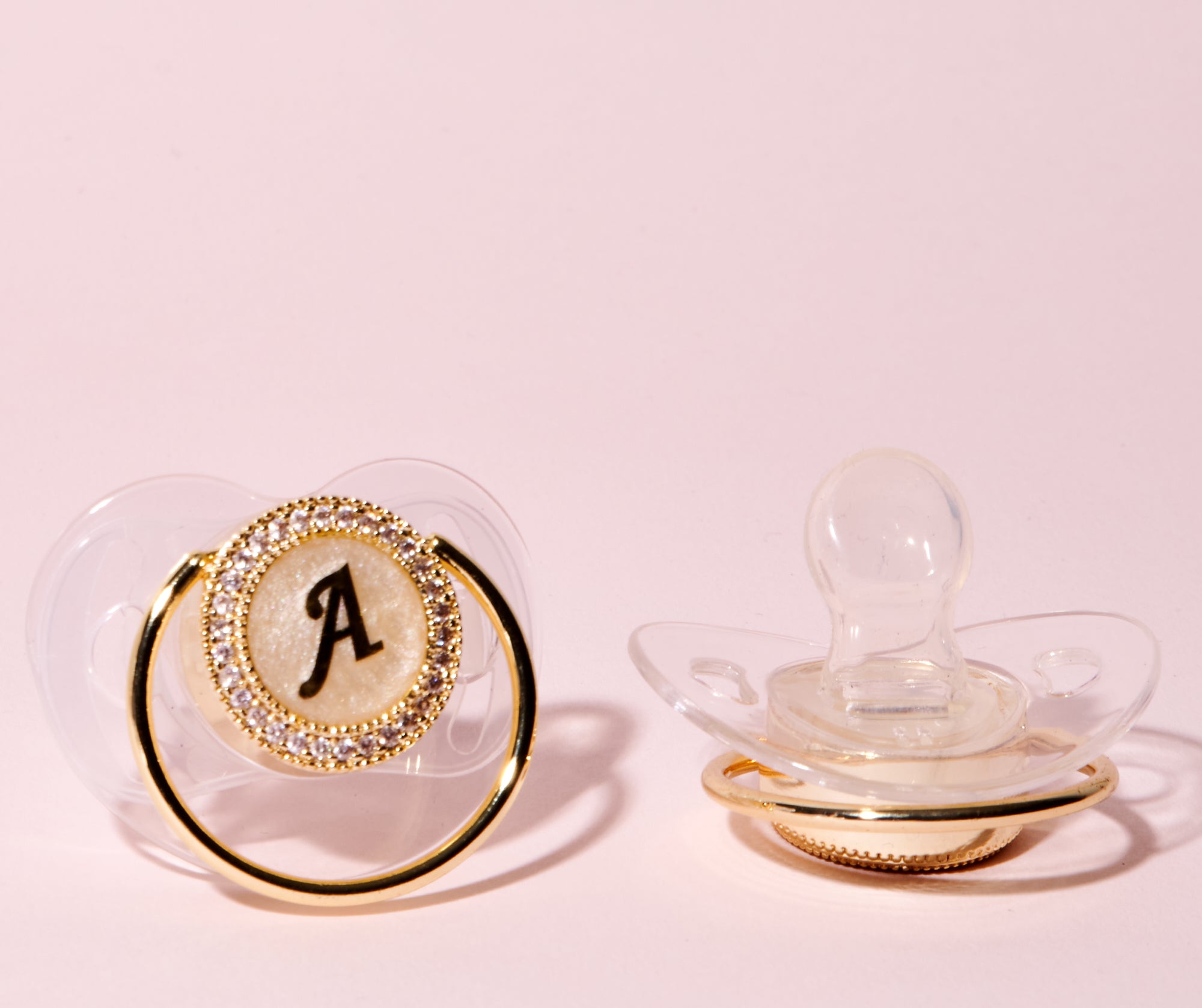 Initial Pearl Crystal Pacifier