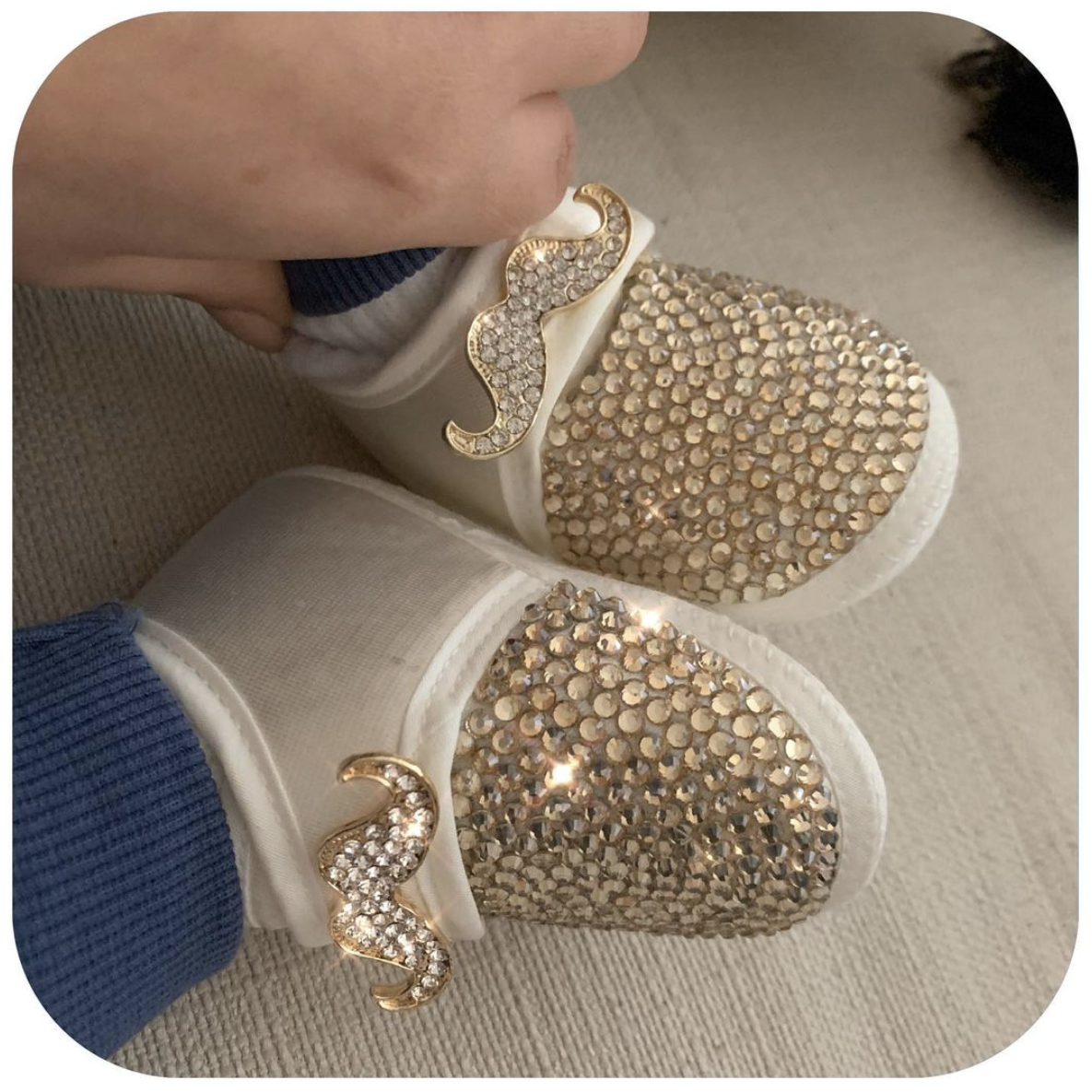 Crystals Mustache Baby Boy Shoes and Bow Tie