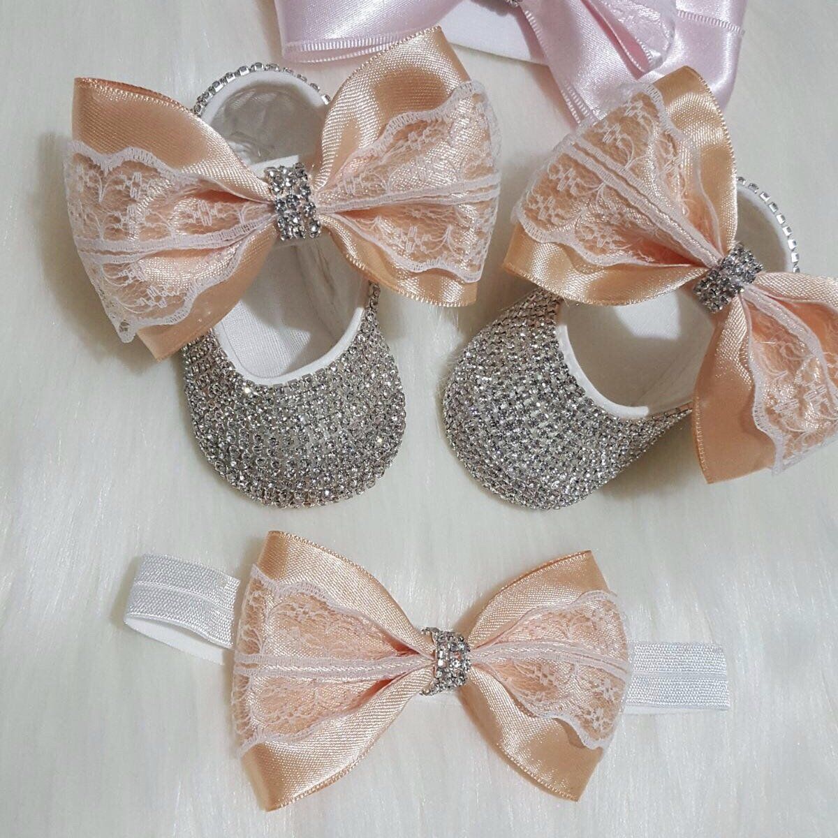Baby Doll Crystal Shoes And Headband