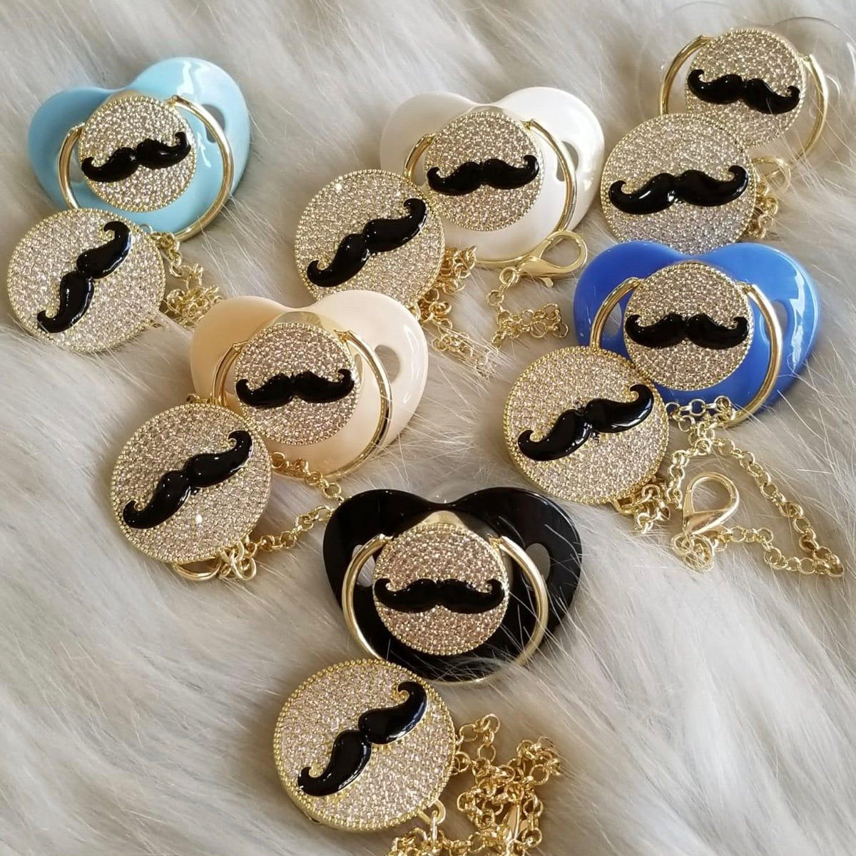 Mr. Mustache Paci & Clip Set