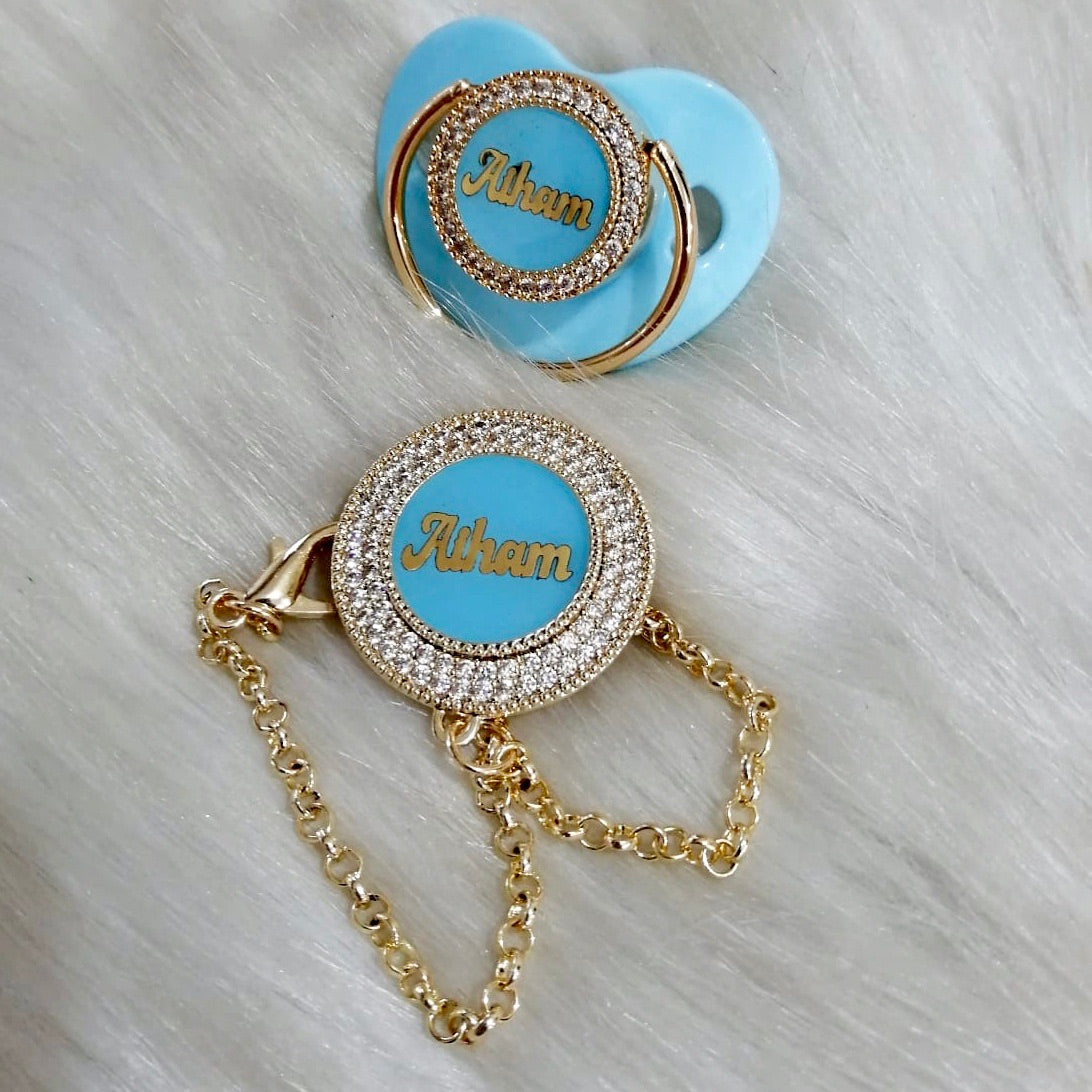 Baby Name Pacifier & Clip Set