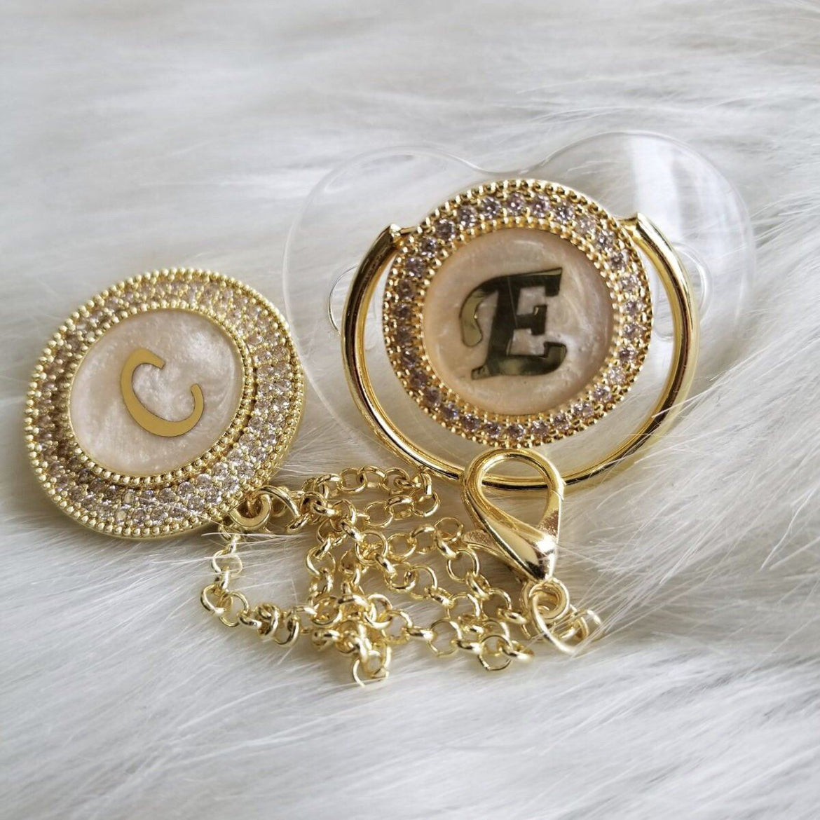 Initial Pearl Paci & Clip Set